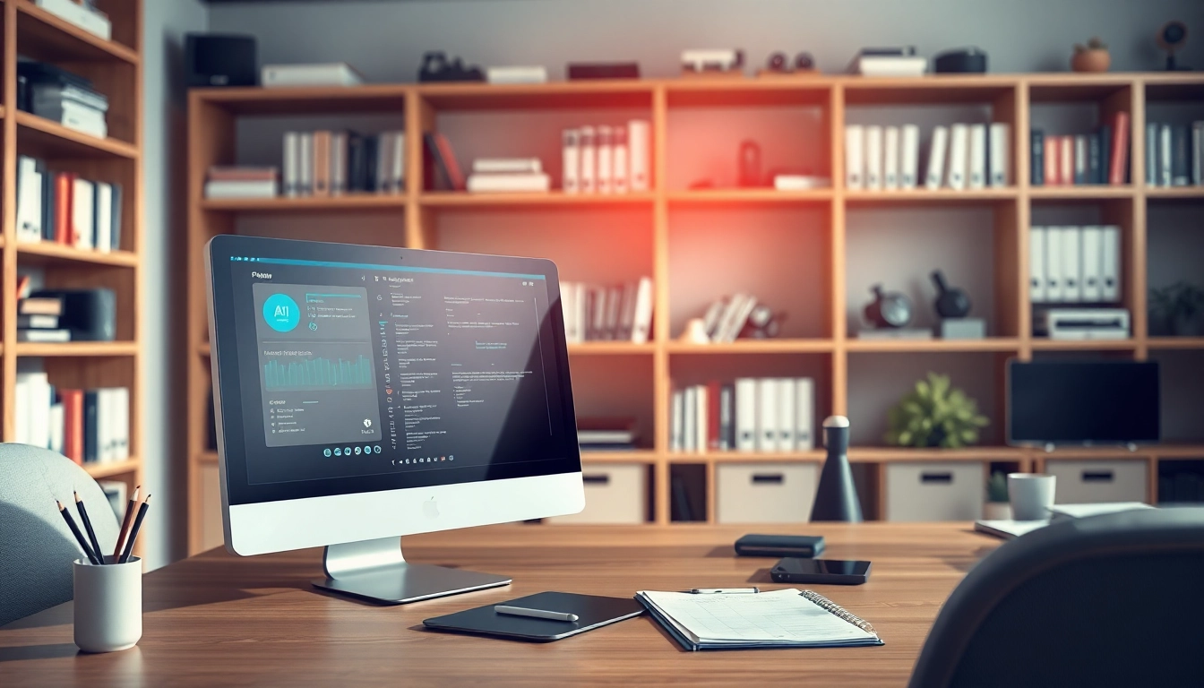 Engaging setup showcasing an AI assistant for busy professionals, emphasizing productivity and organization.