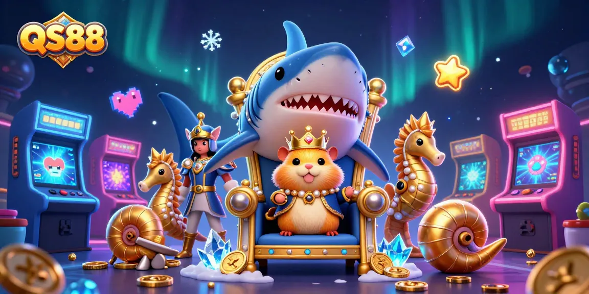 Experience thrilling gameplay at QS88 with a fierce hamster king and vibrant arcade game elements.
