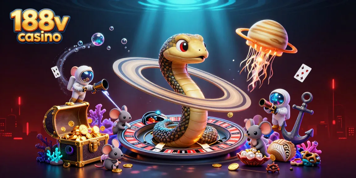 Experience thrilling bets at 188v casino with a cosmic roulette scene and playful astronaut characters.