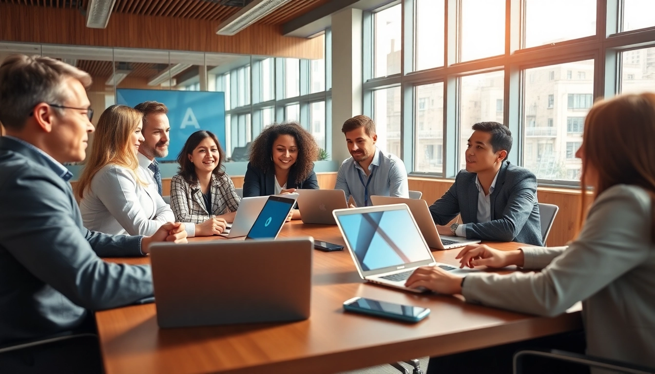 Discussing benefits of the o2 business account in a professional meeting environment