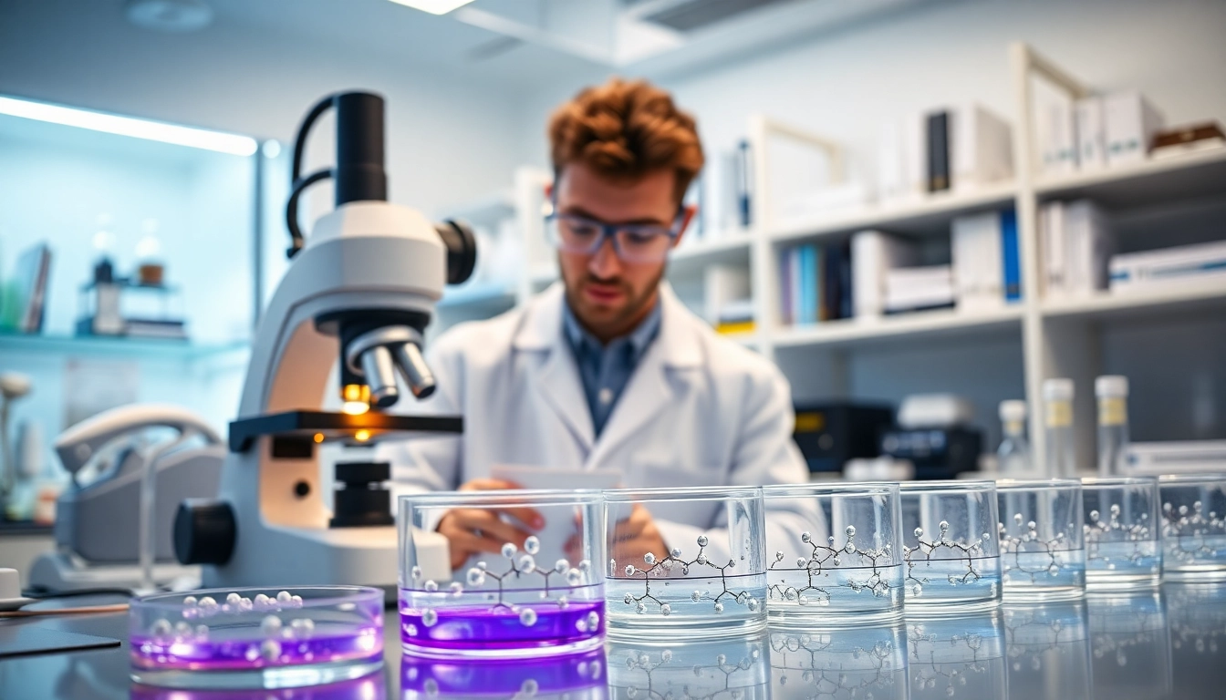 CJC 1295 ipamorelin being analyzed in a professional laboratory setting with advanced equipment.