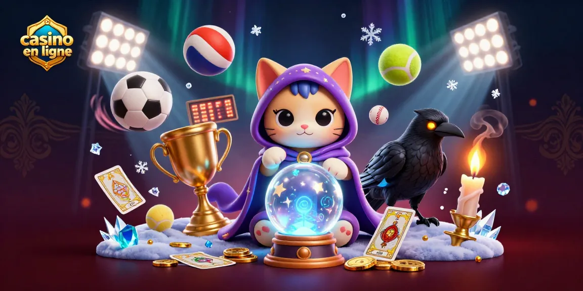 Jouez sur un casino en ligne, avec un chat mystique et un corbeau en plein milieu des éléments de jeu dynamique.