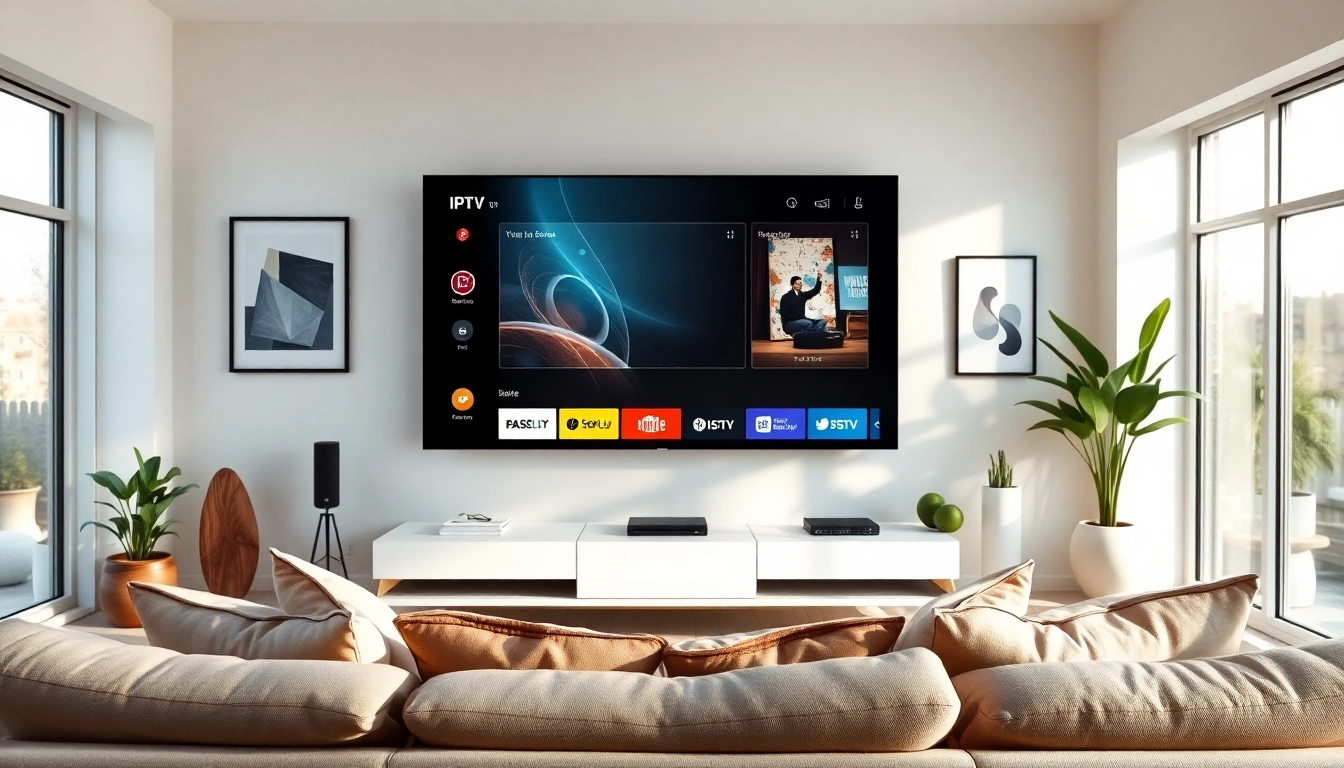 Experience IPTV Trial in a modern streaming setup with a cozy living room and vibrant decor.