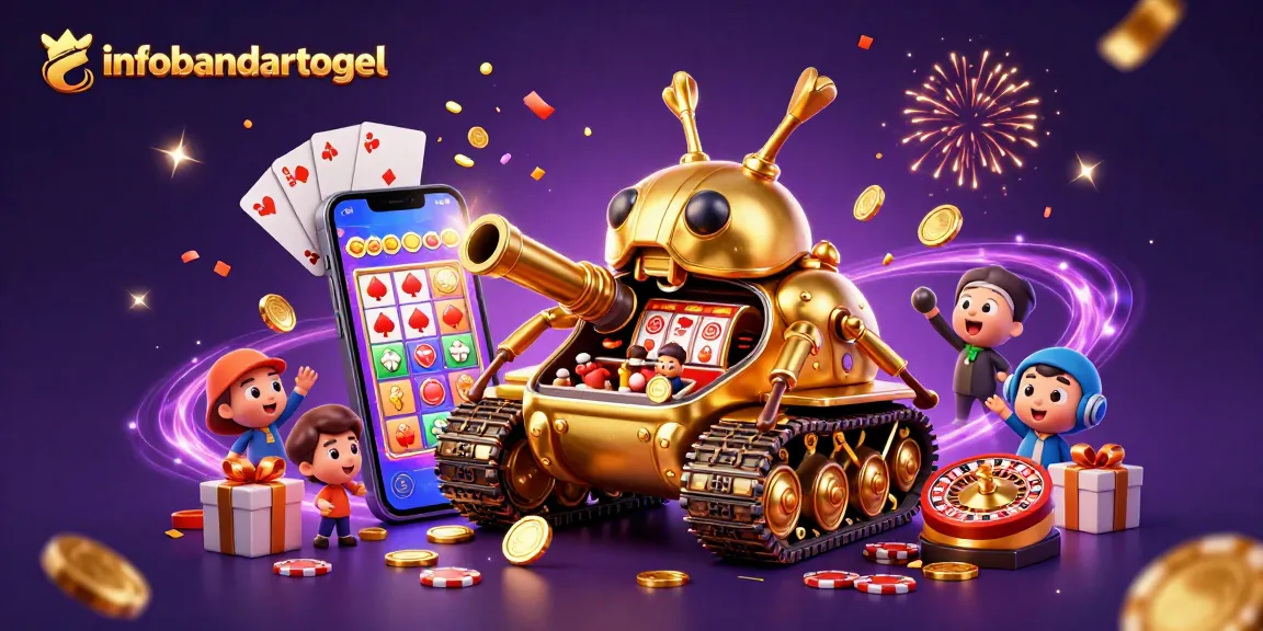 Engage in exciting lottery action with infobandartogel inside a vibrant miniature casino scene.