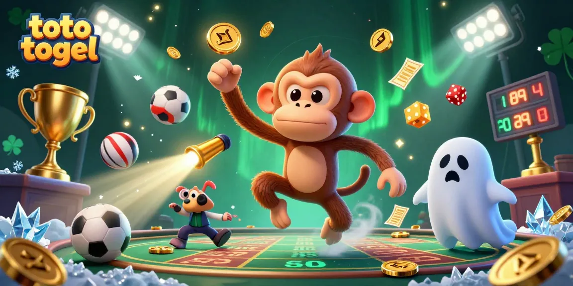 Menang di toto togel dengan keberuntungan dalam ilustrasi kasino yang dinamis dan kaya detail.