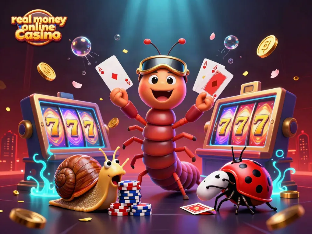 Experience exciting gameplay at real money online casinos with vibrant characters and dynamic casino elements.
