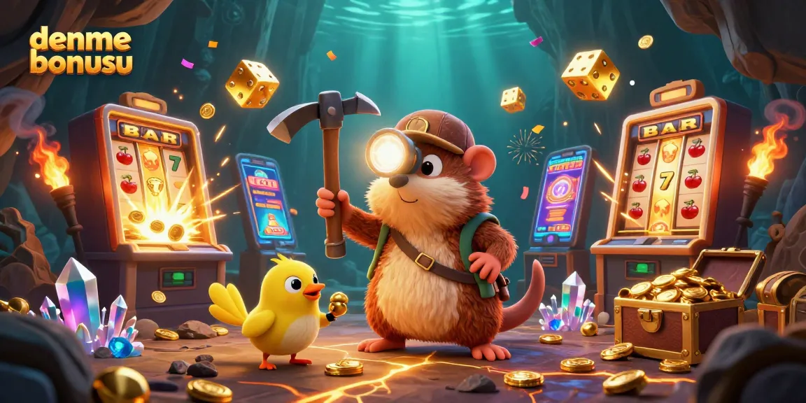 Explore engaging deneme bonusu offers in this vibrant casino-themed 3D illustration.