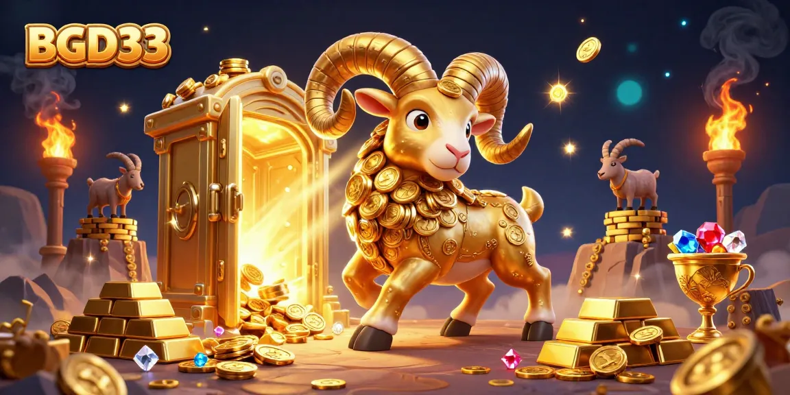 BGD33's dynamic casino scene showcases golden elements with a charging ram, symbolizing rich gaming experiences.