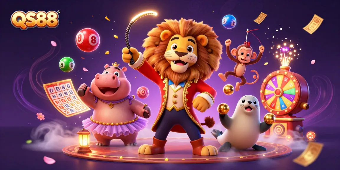 Experience high-energy gaming moments at QS88 with lively playful characters in an engaging casino scene.