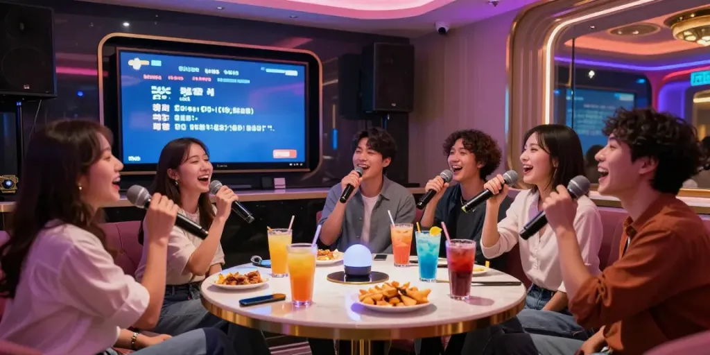 강남 달토에서 친구들과 함께 즐겁게 노래 부르는 모습