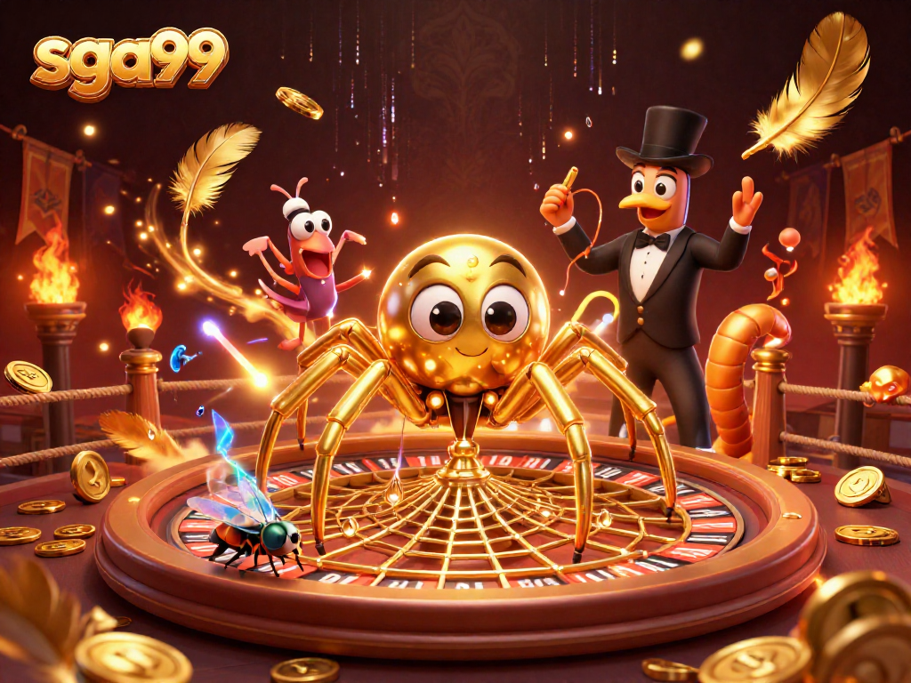 Spin the roulette of fortune at sga99 with a golden spider and centipede croupier.