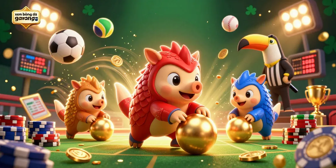 xem bóng đá gavangtv sports betting scene with dynamic pangolin characters and vibrant casino elements.
