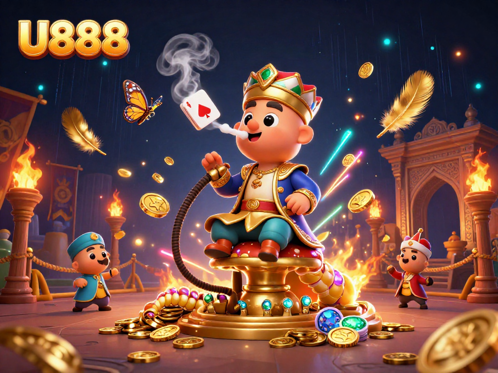 Experience thrilling casino adventures with U888's vibrant 3D illustration showcasing a magical gaming scene.