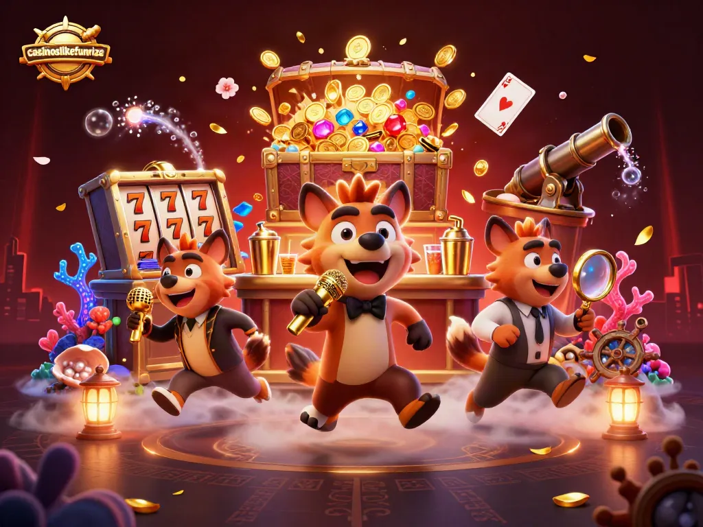 Experience the fun of casinoslikefunrize with hyena characters promoting a vibrant comedy casino club.