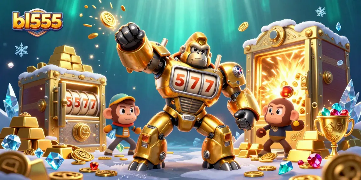Win big with bl555's exciting slots and jackpots in this vibrant 3D illustration.