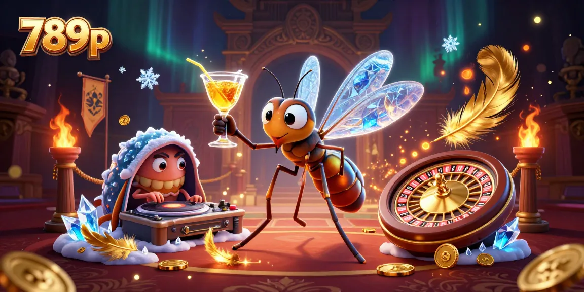 Immerse in 789p's casino scene where a frozen mosquito mascot, trilobite DJ, and a roulette wheel spark excitement.