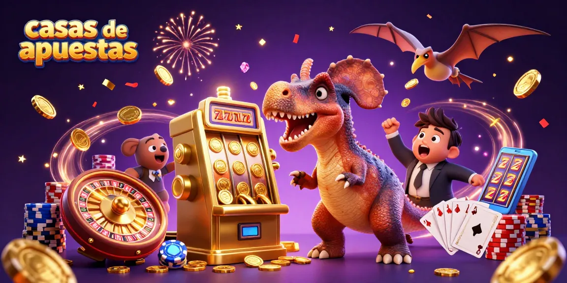 Varias casas de apuestas muestran emoción con un dinosaurio, monedas doradas y más