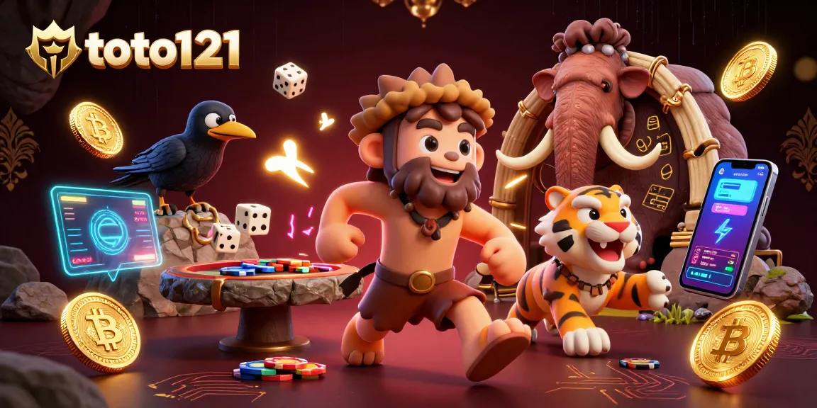 Experience thrilling gameplay at toto121 casino with cavemen and crypto elements in vibrant 3D!