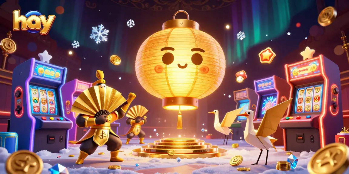 Experience magical gaming excitement at hay casino with glowing lanterns and lively arcade games