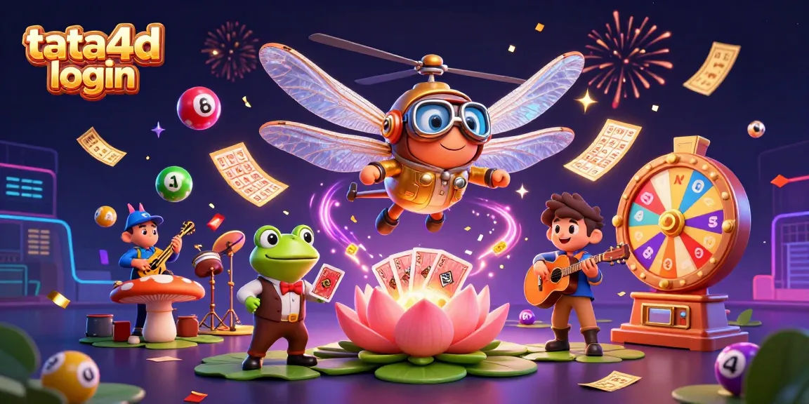 Engage in exciting gameplay with tata4d login as vibrant lottery elements fill the scene.