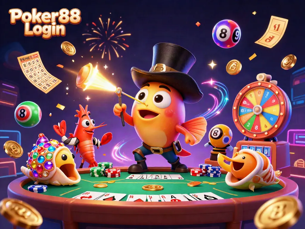 Engage with Poker88 Login for thrilling card games and vibrant casino visuals featuring unique sea creatures.
