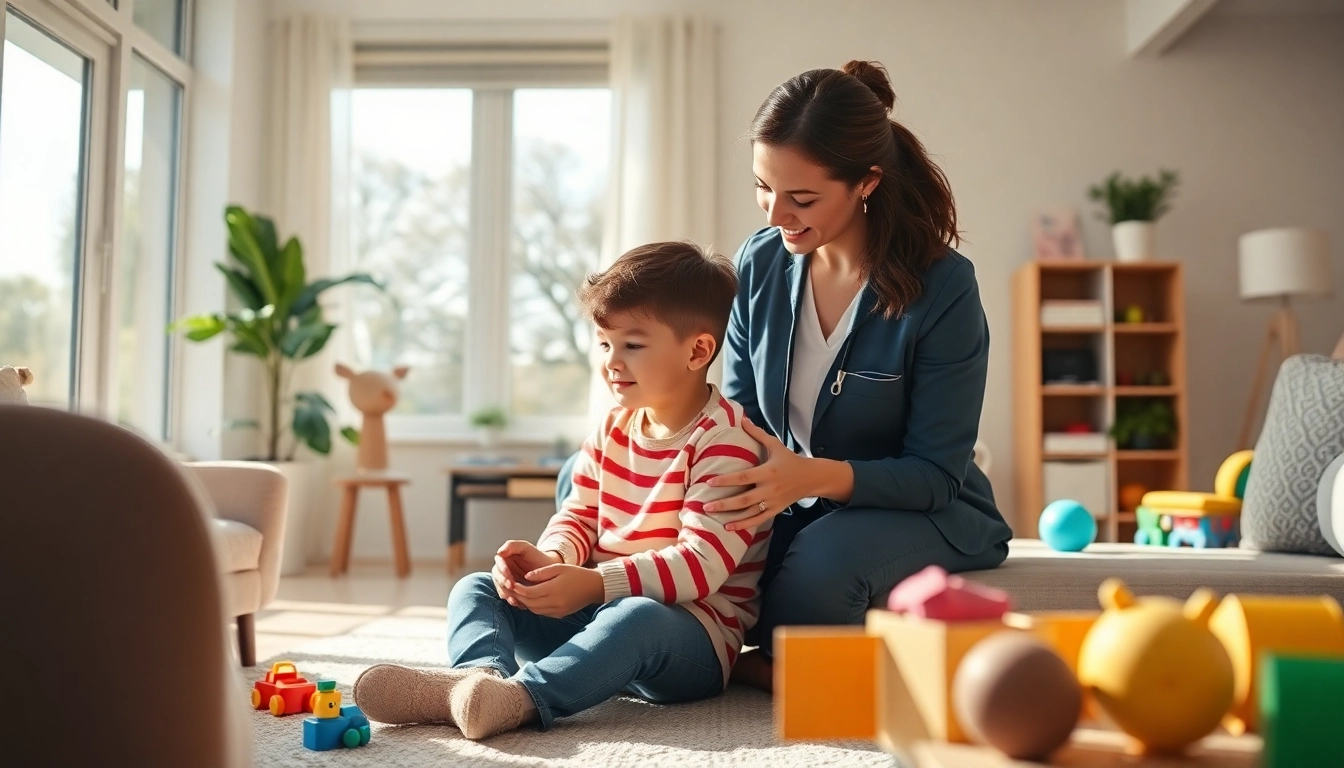 Engaging therapist providing ABA services to a child in a supportive environment.