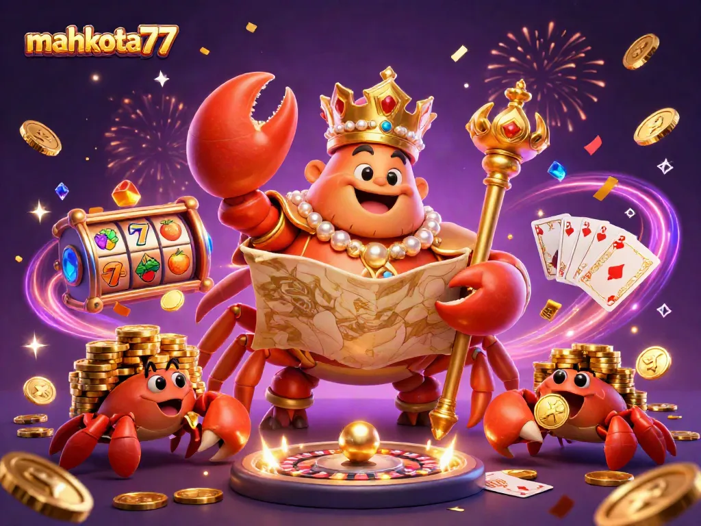 Menangkan keuntungan di mahkota77 dengan sosok kepiting emas megah dan elemen perjudian yang menarik.