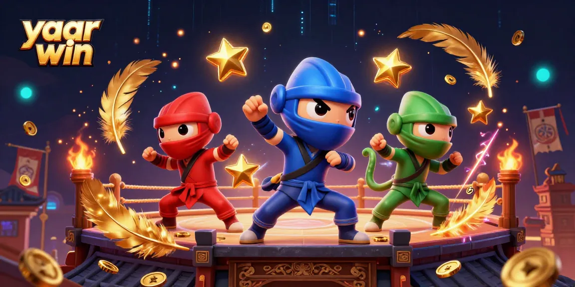 Experience the thrill of a yaar win with ninja chameleons in action, surrounded by casino symbols.