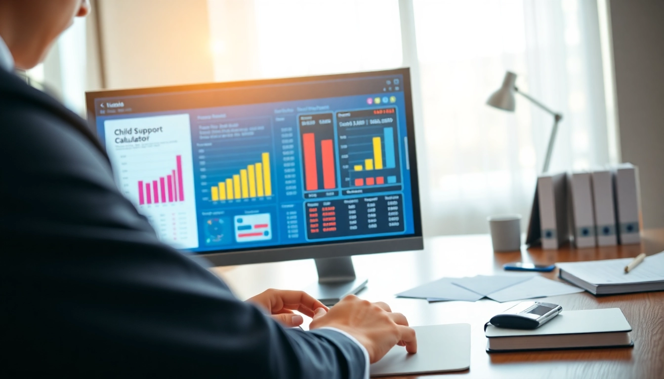 Calculate child support effortlessly with the Pro-rata child support calculator NY interface in a modern workspace.