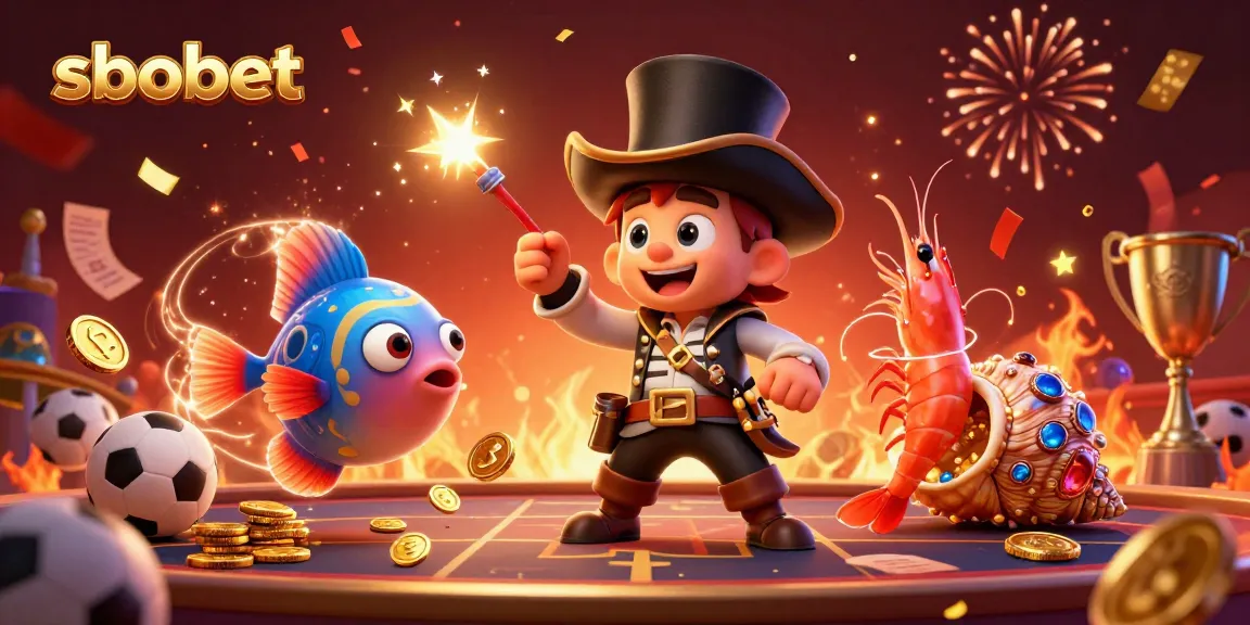 SBOBET betting scene with anglerfish, shrimp, and sea snail celebrating wins with sports elements
