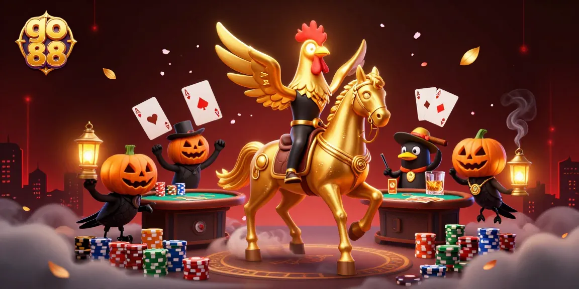 Experience go 88 action with golden rooster in a captivating casino scene full of poker excitement.