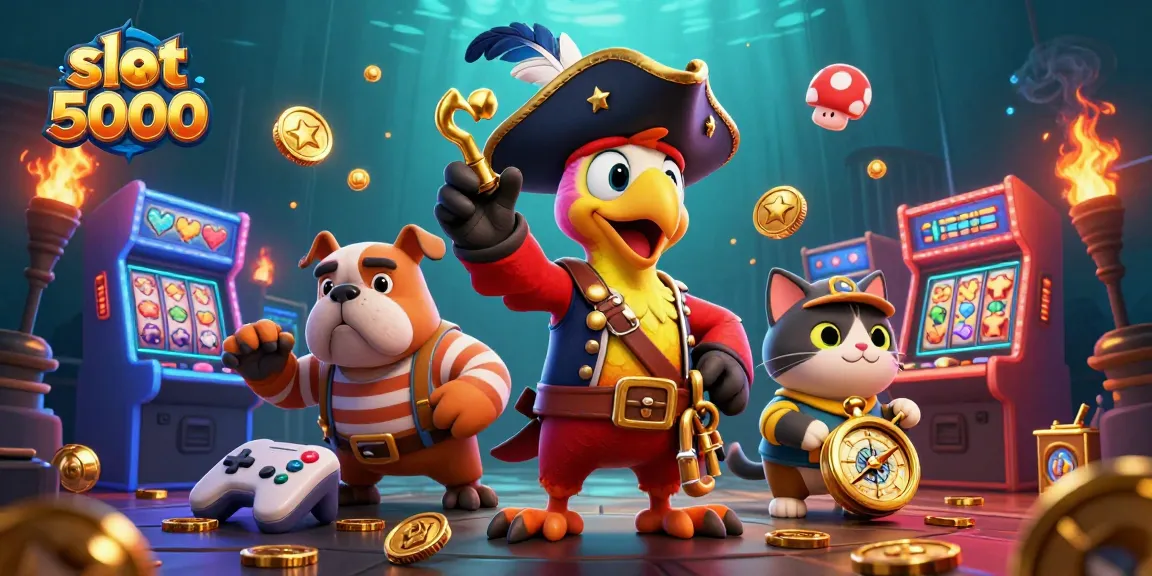 Gambarkan slot 5000 dengan simbol beruntung dan elemen permainan yang menarik di kasino.