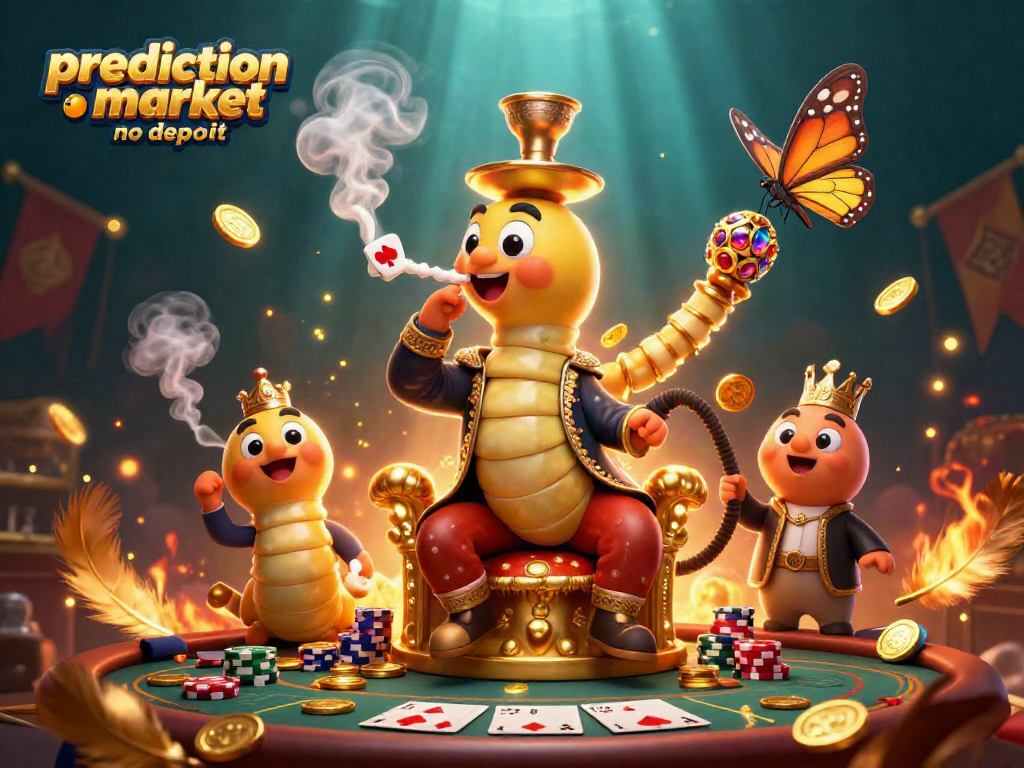 Place bets in the vibrant prediction market no deposit scene with poker hand symbols.