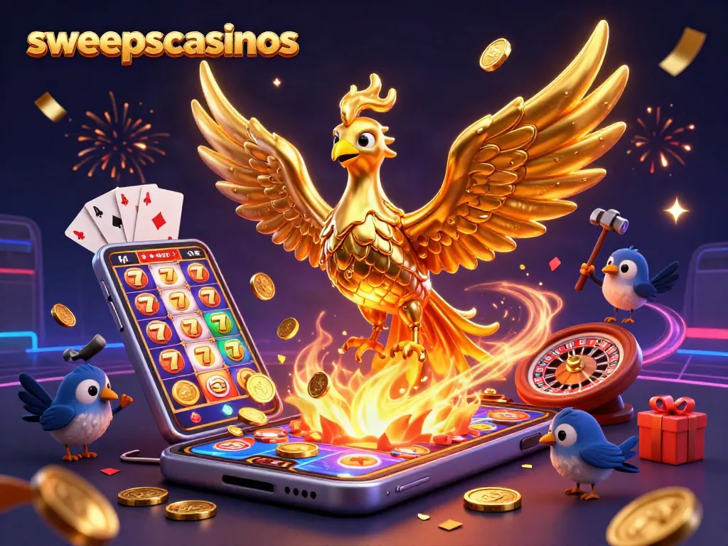 Experience the excitement of sweepscasinos with a golden phoenix and vast slot games!