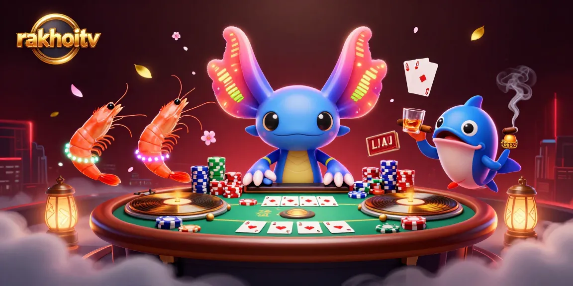 Watch rakhoitv come alive with the vibrant axolotl DJ spinning golden records at a lively poker scene.