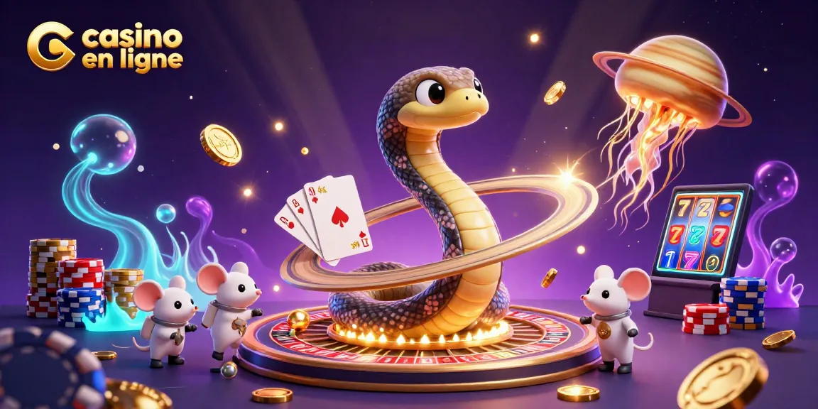 Placer des paris dans un casino en ligne avec un serpent autour de Saturne comme roulette.