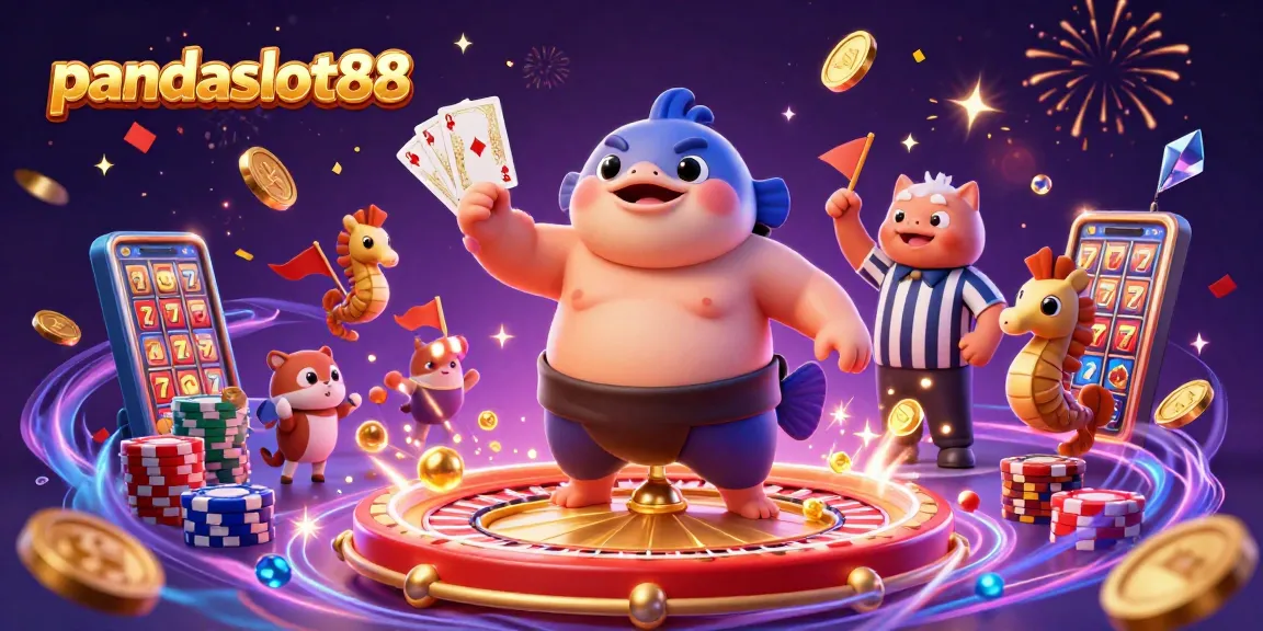 PandSlot88 menghibur pemain dengan suasana ceria, koin emas dan slot yang berkilau menghiasi arena permainan yang penuh energi.