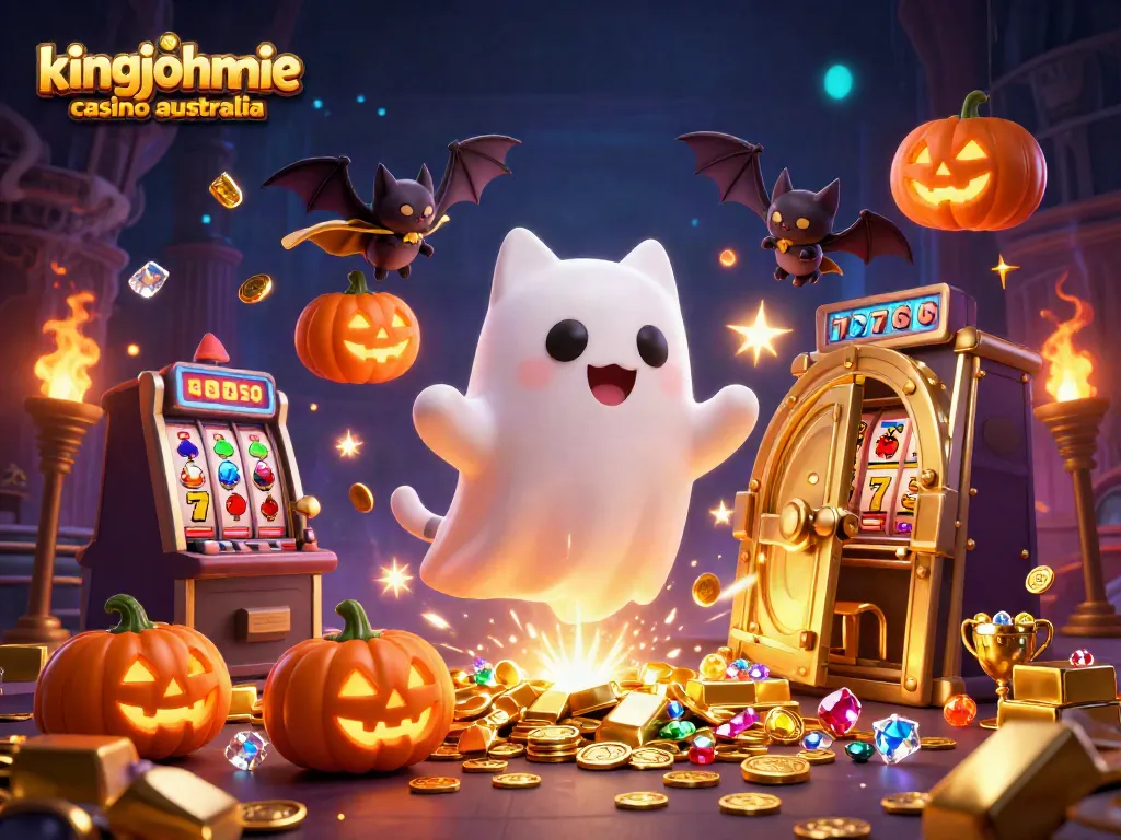 Experience thrilling action at kingjohnnie casino australia with a vibrant, haunted casino scene featuring unique characters.