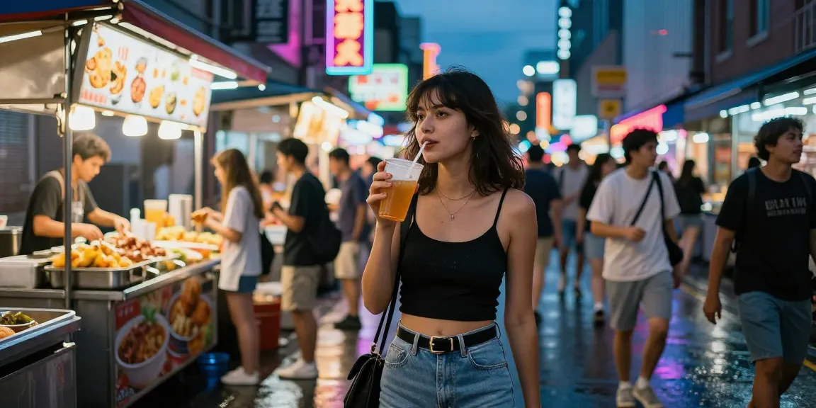 Gái gọi trong buổi tối thành phố sôi động, phong cách trẻ trung và tự tin.