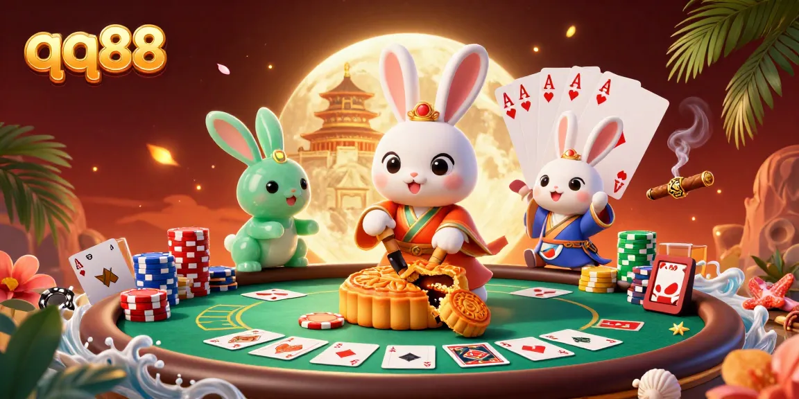 Experience the excitement of qq88 with vibrant 3D casino illustration featuring poker elements and mythical characters.