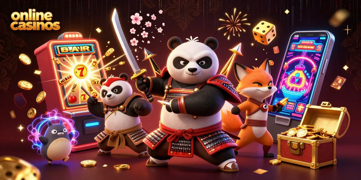 Experience thrilling online casinos with samurai panda and ninja fox in vibrant 3D action.