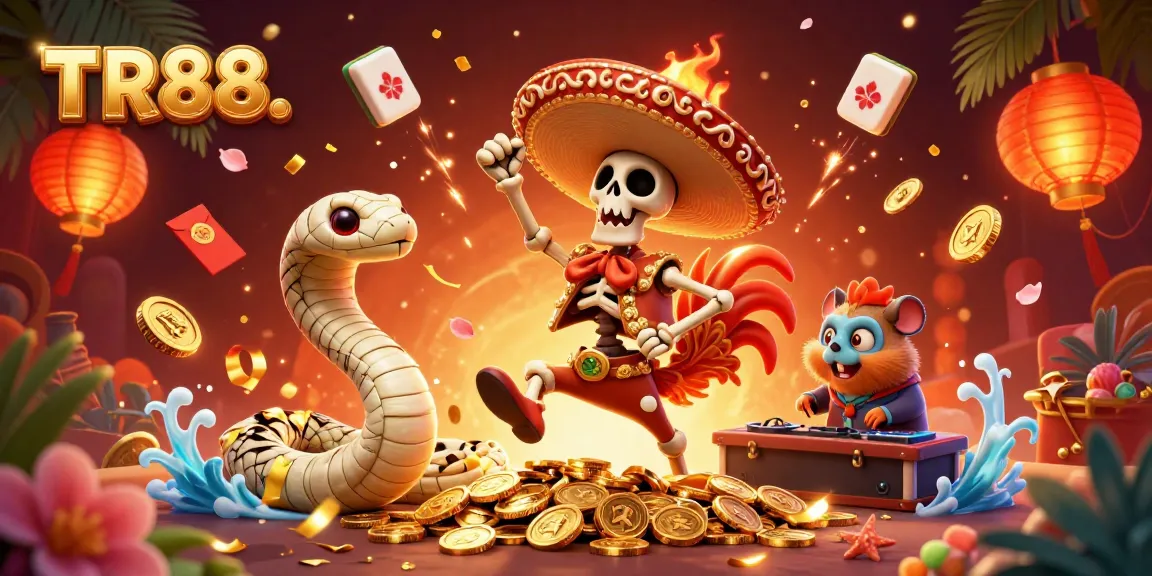 TR88 brings luck and excitement with a festive 3D casino scene filled with vibrant characters and gold.