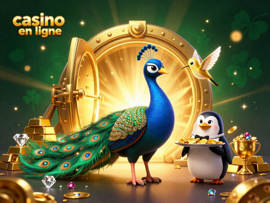 Gagnez des jetons au casino en ligne avec une illustration de luxe animée.