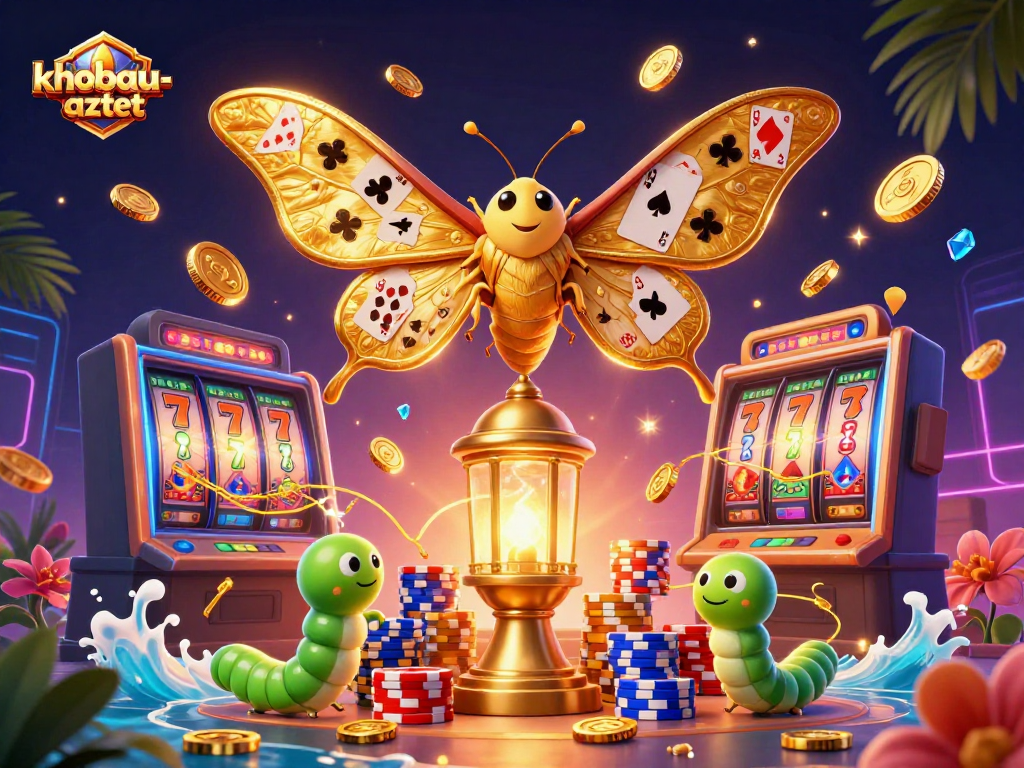 Spin to win with khobau-aztec as you explore its vibrant casino scene filled with colorful slot machines.