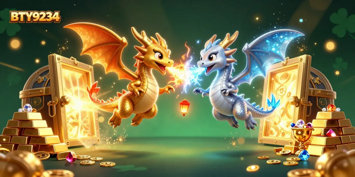 BTY9234 showcases twin dragons amid casino treasures, igniting excitement and luck in gaming.