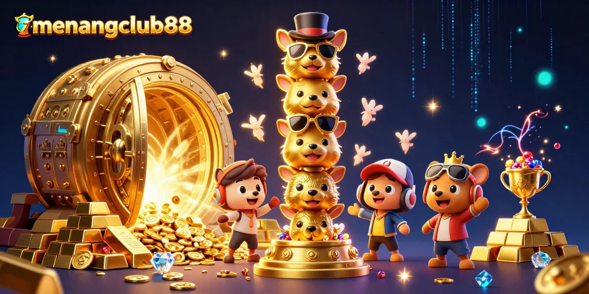 Experience the thrill of menangclub88 with a dynamic scene filled with treasures and a golden totem.
