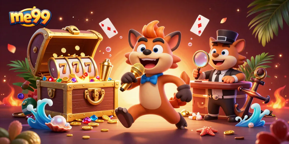 Join the fun at me99 casino with our lively hyena crew enjoying slots and drinks!