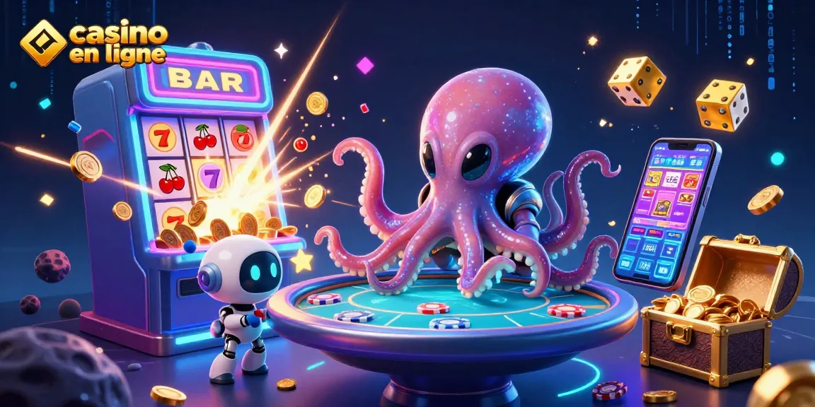 Gagnez aux jeux de casino en ligne avec un octopus extraterrestre et une table de poker holographique.