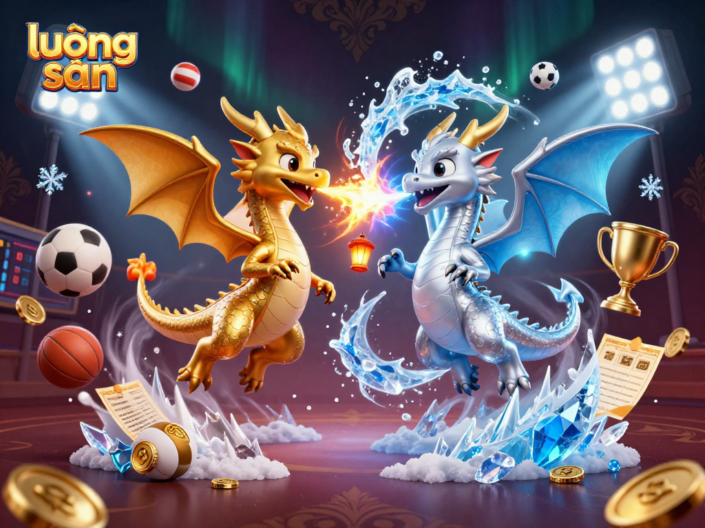 Engage with lương sơn while enjoying a dynamic 3D casino scene featuring gold and silver dragons.