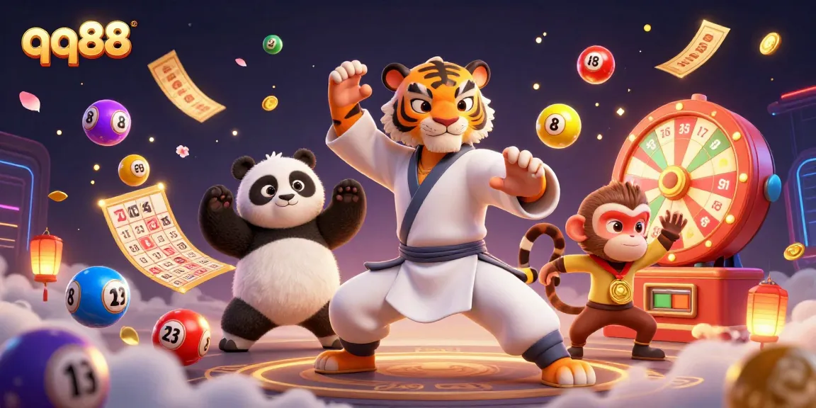 Experience thrilling gaming action with qq88 as a kung fu tiger and panda disciple engage in a dramatic showdown.
